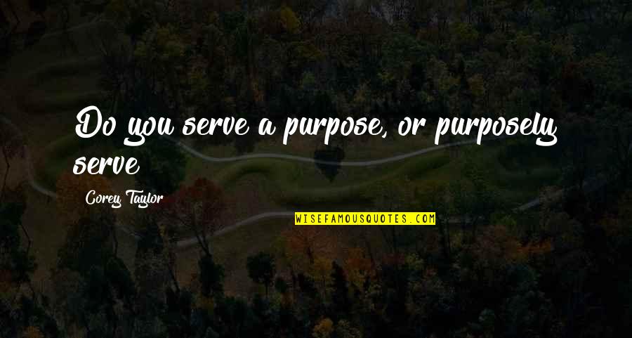 Rollem Bot Quotes By Corey Taylor: Do you serve a purpose, or purposely serve?