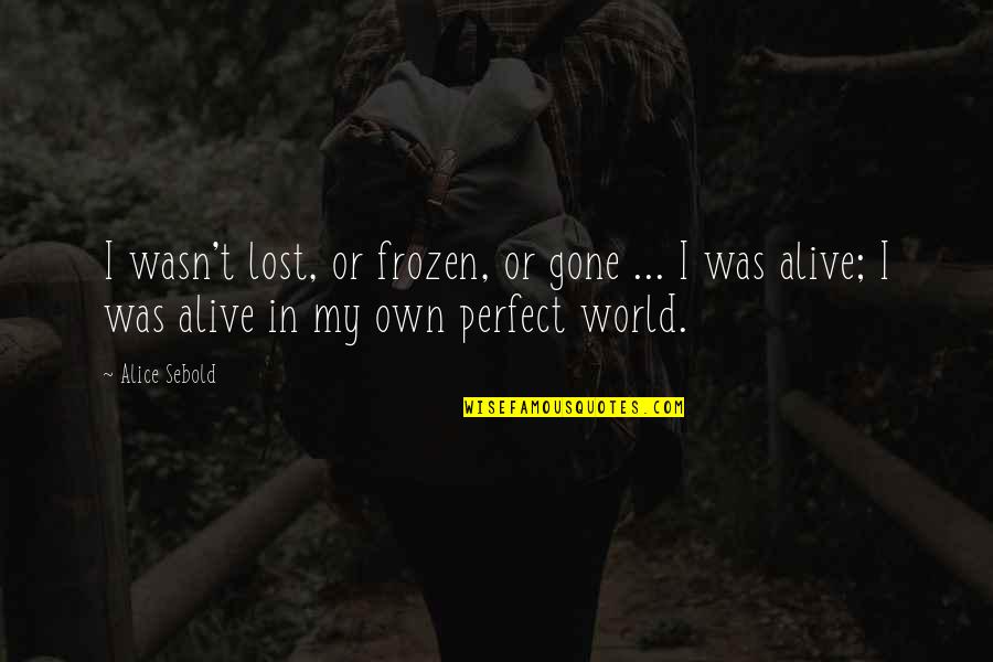 Rollworks Logo Quotes By Alice Sebold: I wasn't lost, or frozen, or gone ...