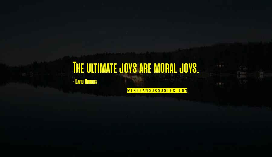 Romeo Dolorosa Quotes By David Brooks: The ultimate joys are moral joys.