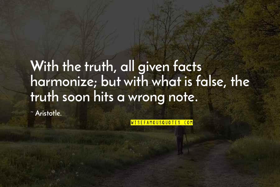 Ronnie Radke Quotes By Aristotle.: With the truth, all given facts harmonize; but