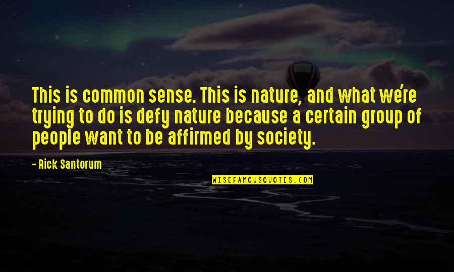 Rosr Quotes By Rick Santorum: This is common sense. This is nature, and