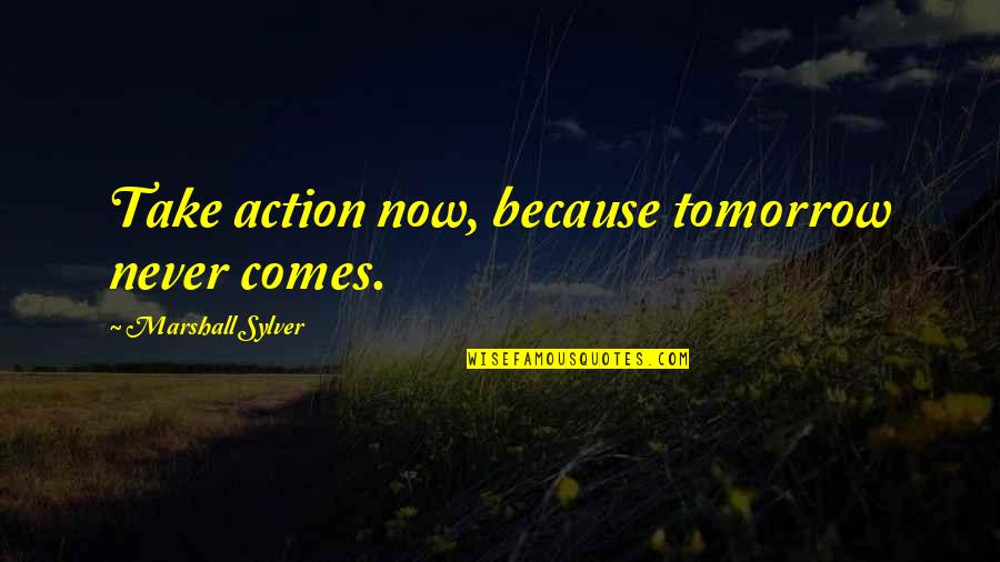 Roussilhe Oblique Quotes By Marshall Sylver: Take action now, because tomorrow never comes.