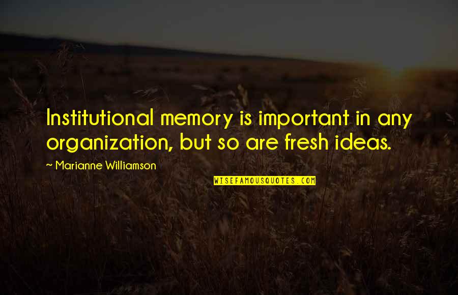 Routinized Quotes By Marianne Williamson: Institutional memory is important in any organization, but