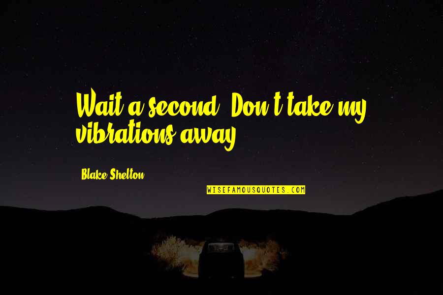 Roznowski Services Quotes By Blake Shelton: Wait a second. Don't take my vibrations away.