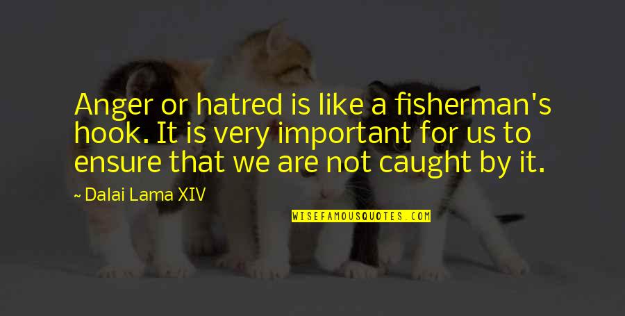 Rubber Johnny Quotes By Dalai Lama XIV: Anger or hatred is like a fisherman's hook.