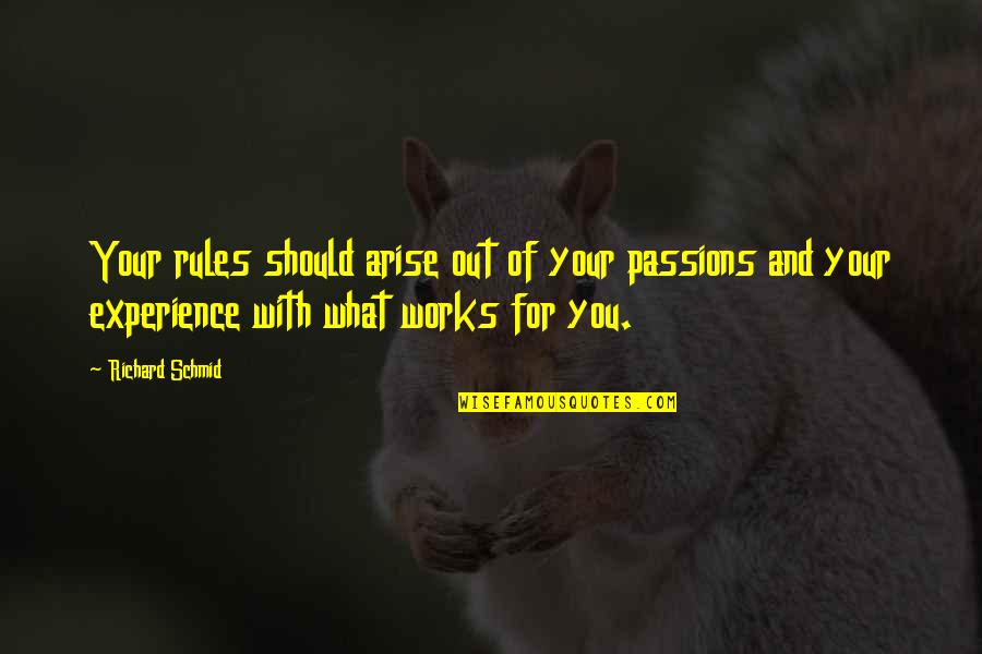 Rudie Movie Quotes By Richard Schmid: Your rules should arise out of your passions