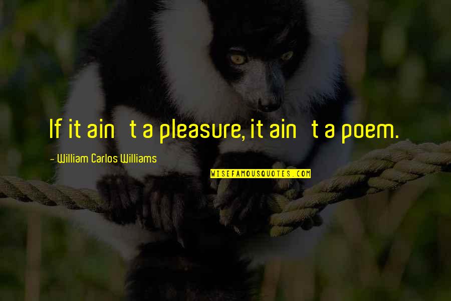 Sacchetto Elba Quotes By William Carlos Williams: If it ain't a pleasure, it ain't a