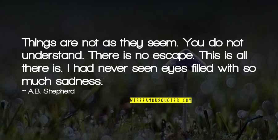 Sadness In My Eyes Quotes By A.B. Shepherd: Things are not as they seem. You do