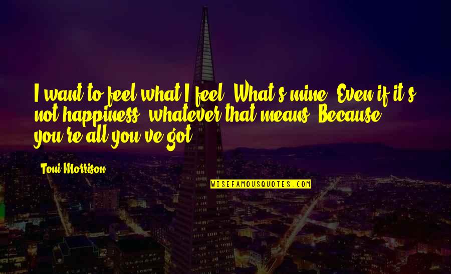 Sailor's Girlfriend Quotes By Toni Morrison: I want to feel what I feel. What's