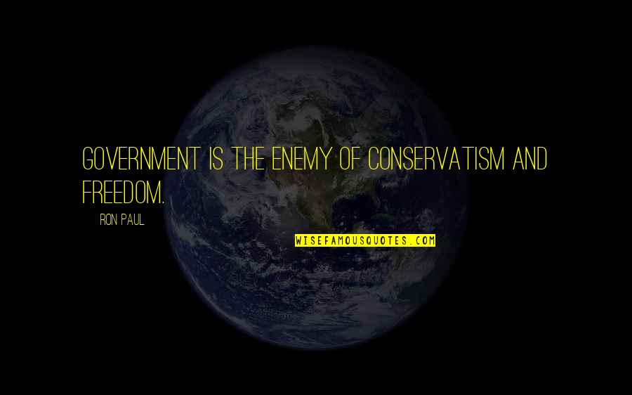 Saint Denis Quotes By Ron Paul: Government is the enemy of conservatism and freedom.
