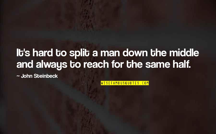 Sally Ride Short Quotes By John Steinbeck: It's hard to split a man down the