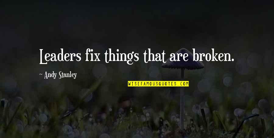 Salvaggio Fruit Quotes By Andy Stanley: Leaders fix things that are broken.