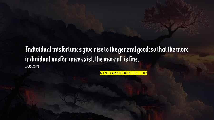 Sanatan Sanstha Quotes By Voltaire: Individual misfortunes give rise to the general good;