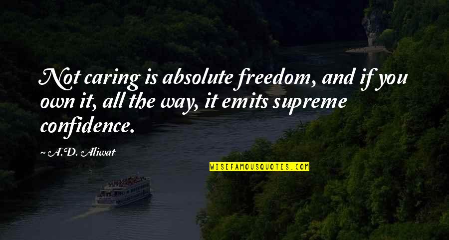 Sara Goldfarb Quotes By A.D. Aliwat: Not caring is absolute freedom, and if you