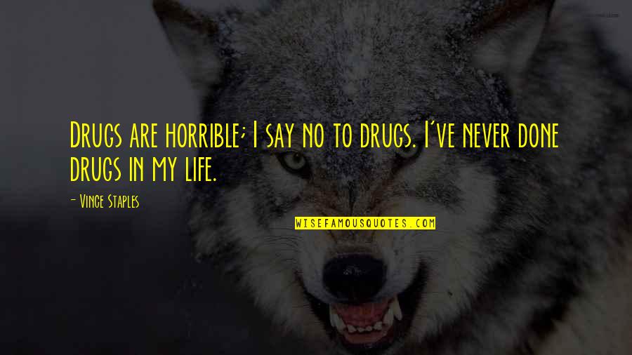 Say No Drugs Quotes By Vince Staples: Drugs are horrible; I say no to drugs.