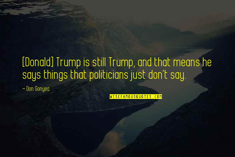 Say Things You Don Mean Quotes By Don Gonyea: [Donald] Trump is still Trump, and that means