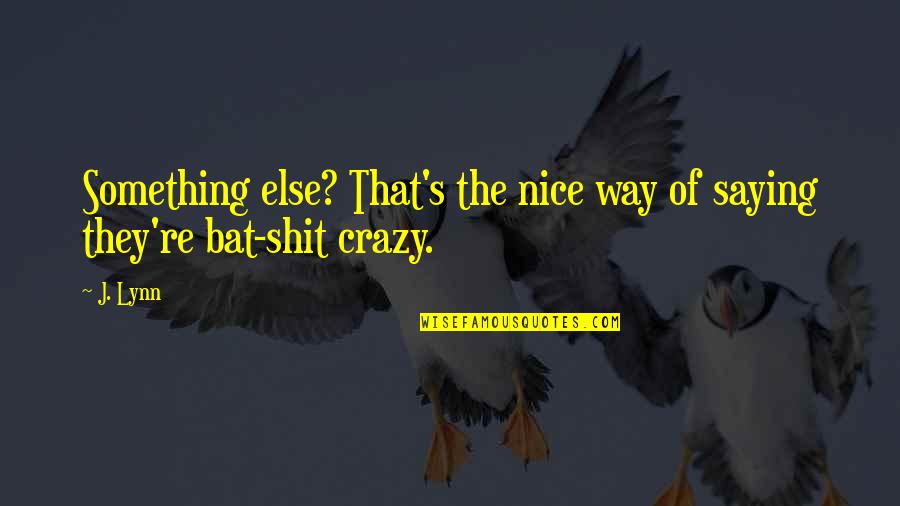 Saying Something Nice Quotes By J. Lynn: Something else? That's the nice way of saying