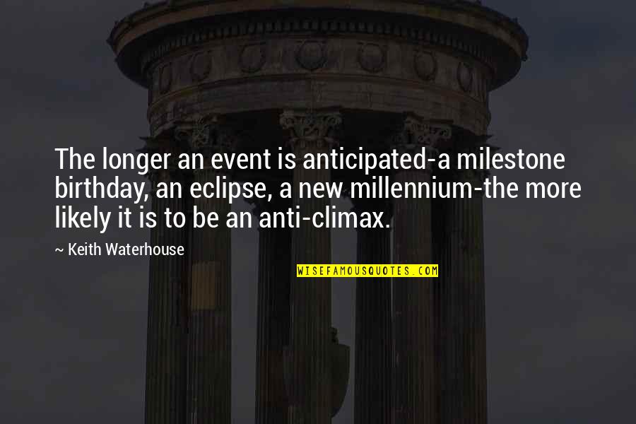 Saying You're Fine Quotes By Keith Waterhouse: The longer an event is anticipated-a milestone birthday,