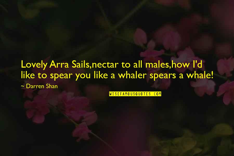 Scatter Kindness Quotes By Darren Shan: Lovely Arra Sails,nectar to all males,how I'd like