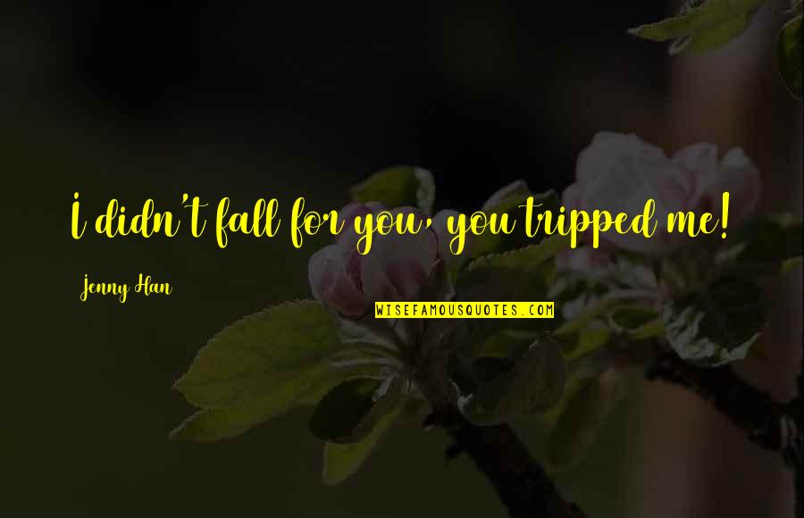 Schachermayer Quotes By Jenny Han: I didn't fall for you, you tripped me!