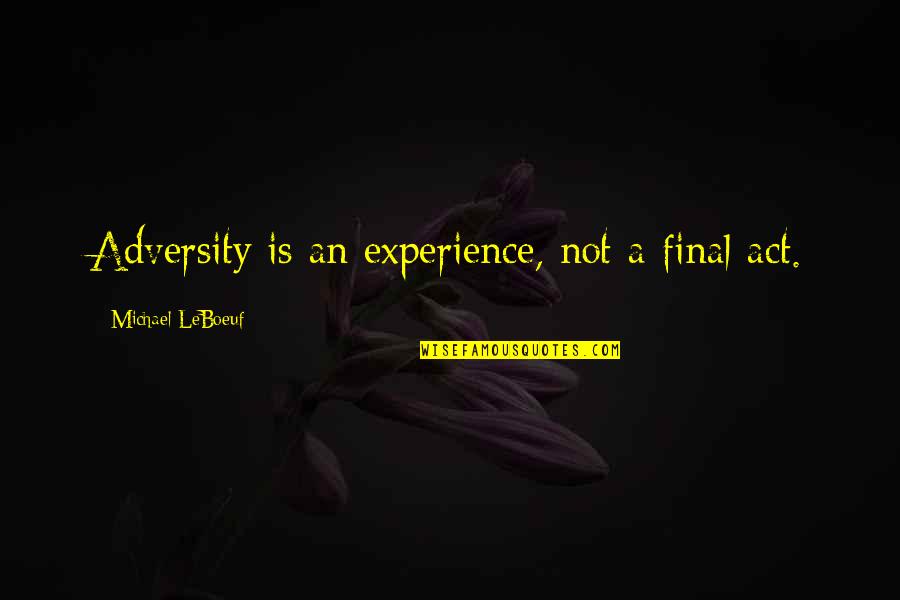 Schemerschakelaar Quotes By Michael LeBoeuf: Adversity is an experience, not a final act.