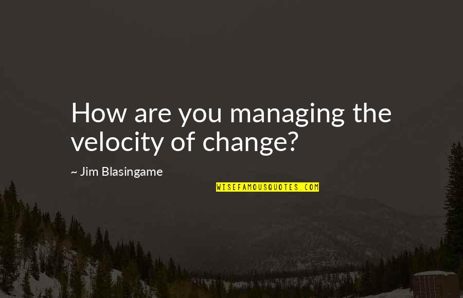 Schlottman Obituary Quotes By Jim Blasingame: How are you managing the velocity of change?