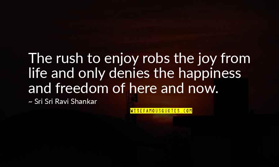 Sciutto Family Quotes By Sri Sri Ravi Shankar: The rush to enjoy robs the joy from