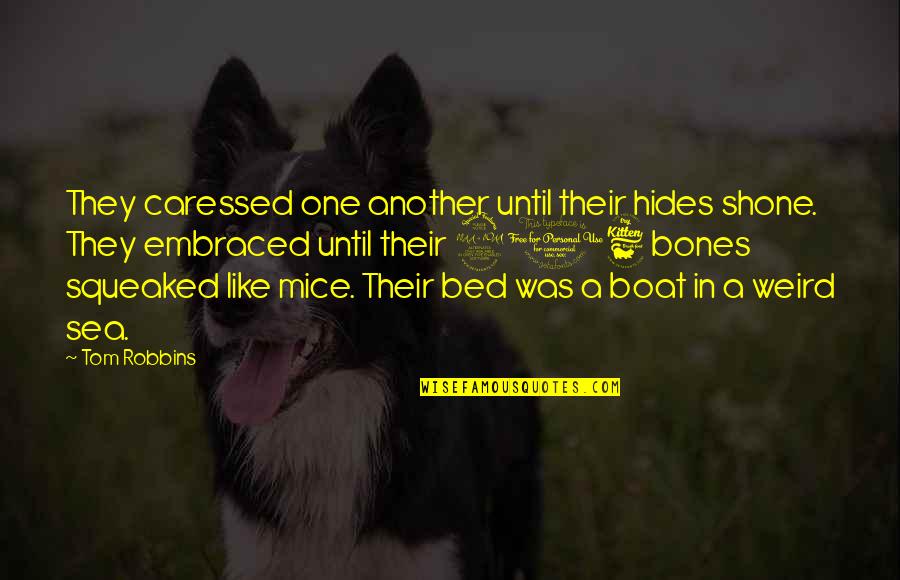 Sea Boat Quotes By Tom Robbins: They caressed one another until their hides shone.