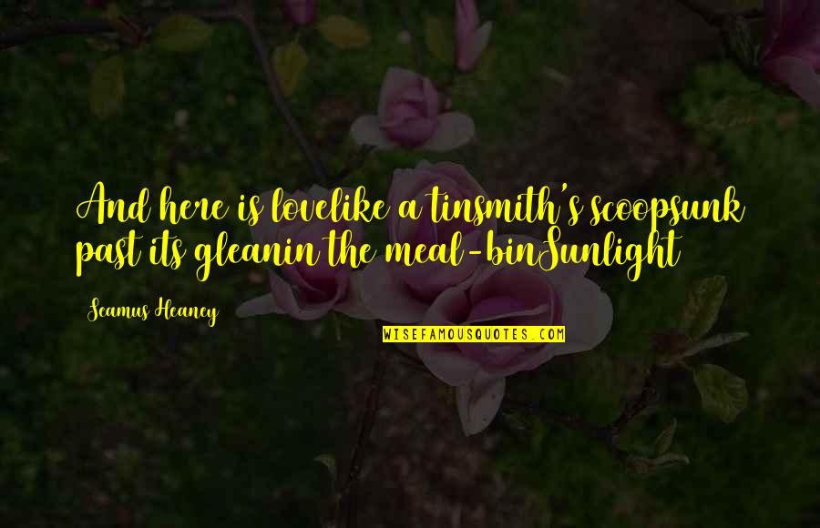 Seamus Heaney Ireland Quotes By Seamus Heaney: And here is lovelike a tinsmith's scoopsunk past