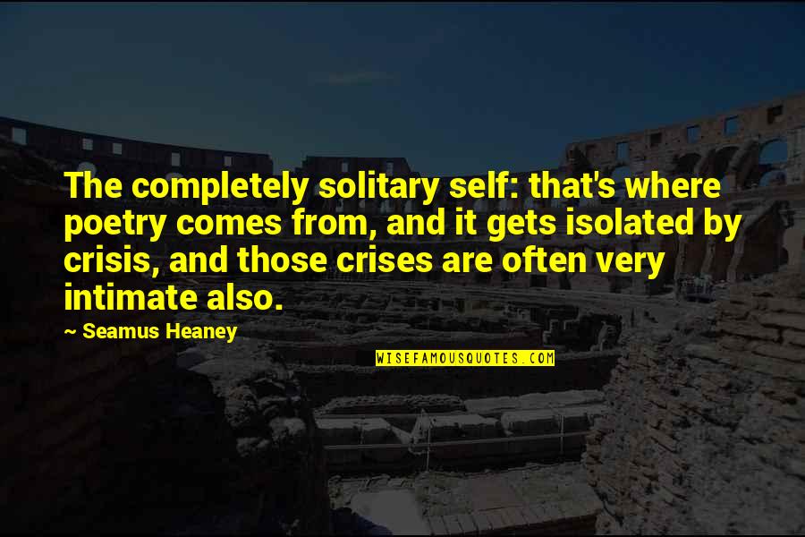 Seamus Heaney Quotes By Seamus Heaney: The completely solitary self: that's where poetry comes