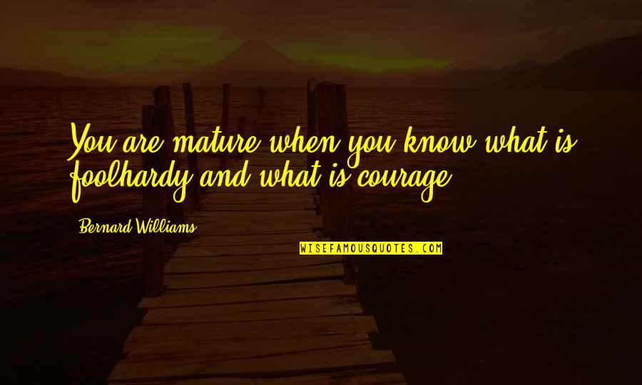 Search Engines Quotes By Bernard Williams: You are mature when you know what is