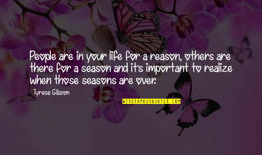 Season Or A Reason Quotes By Tyrese Gibson: People are in your life for a reason,