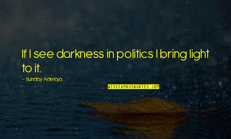 See Light Quotes By Sunday Adelaja: If I see darkness in politics I bring