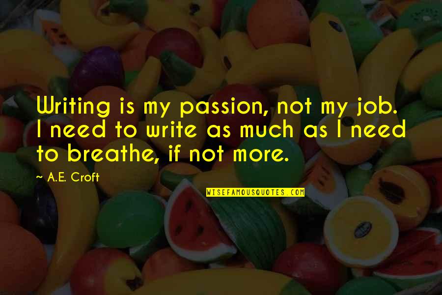 Seeable Synonyms Quotes By A.E. Croft: Writing is my passion, not my job. I