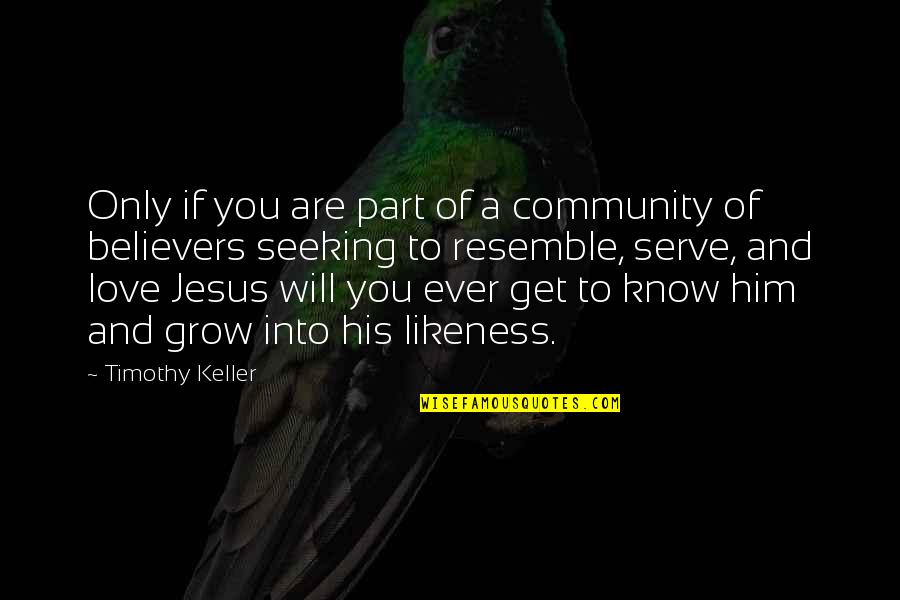 Seeking Jesus Quotes By Timothy Keller: Only if you are part of a community