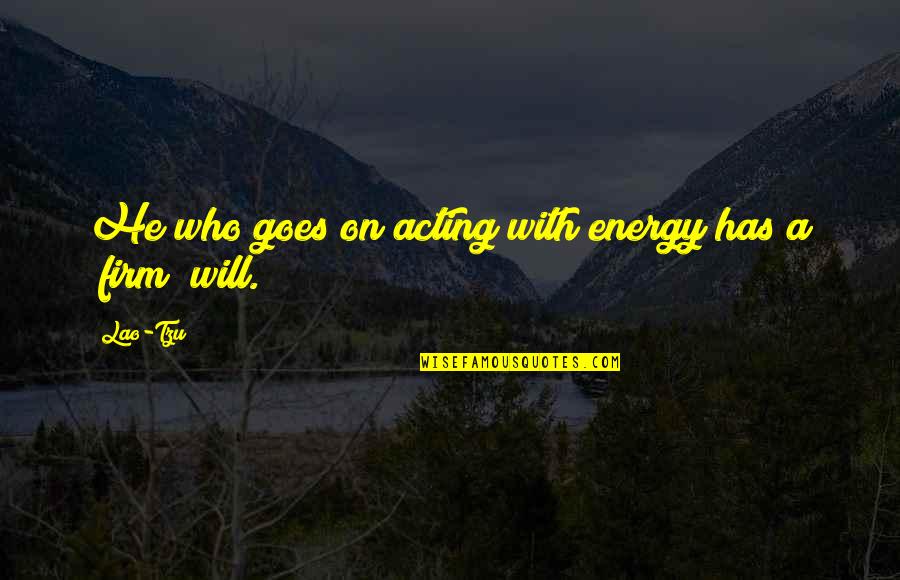 Sefcik Realty Quotes By Lao-Tzu: He who goes on acting with energy has