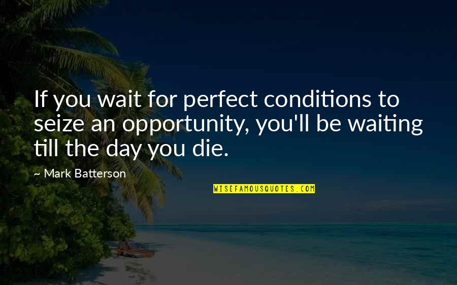 Seize The Opportunity Quotes By Mark Batterson: If you wait for perfect conditions to seize