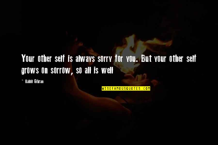 Self Grows Quotes By Kahlil Gibran: Your other self is always sorry for you.