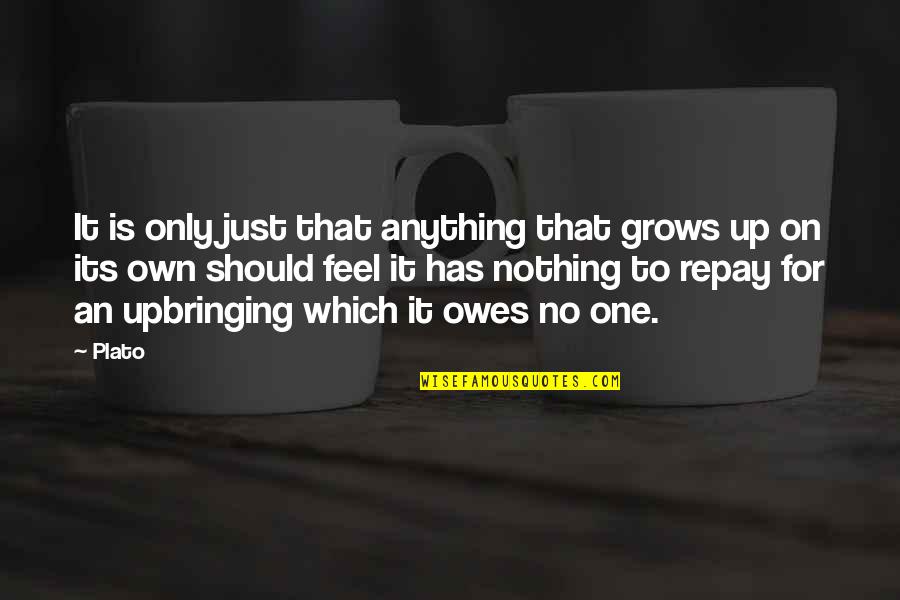 Self Grows Quotes By Plato: It is only just that anything that grows