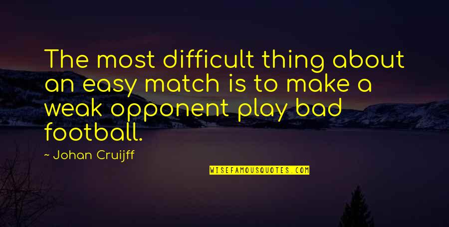 Selfsame Sovereignty Quotes By Johan Cruijff: The most difficult thing about an easy match