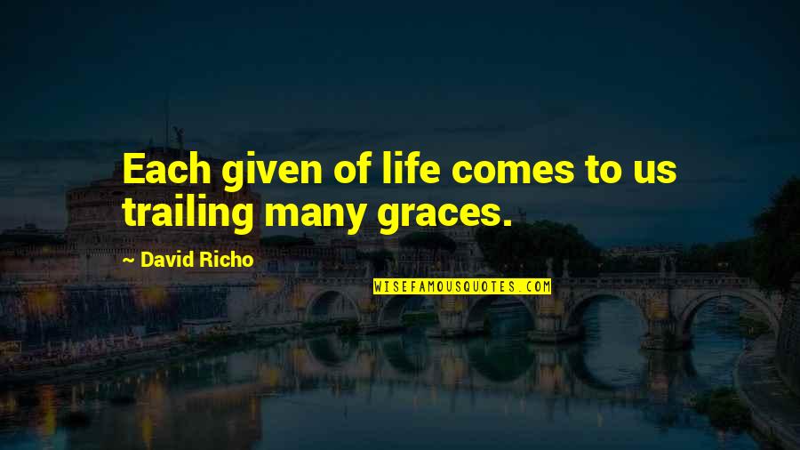 Seller Online Quotes By David Richo: Each given of life comes to us trailing