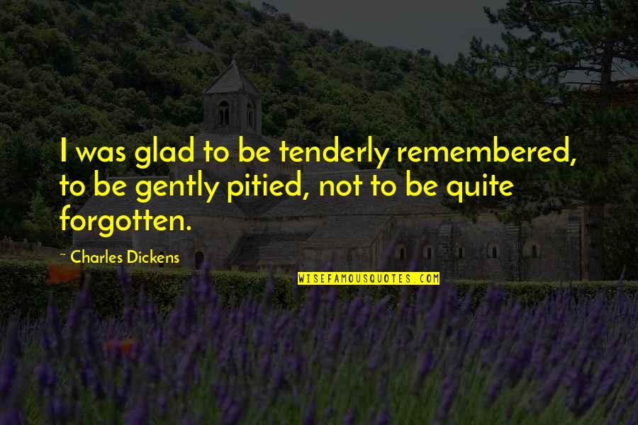 Seringue Patisserie Quotes By Charles Dickens: I was glad to be tenderly remembered, to