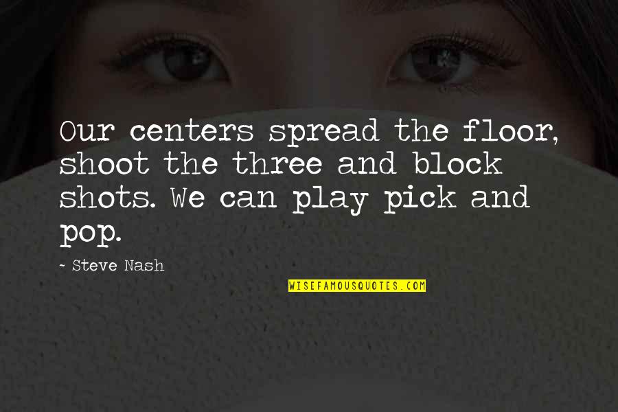 Sharon Rainsworth Quotes By Steve Nash: Our centers spread the floor, shoot the three