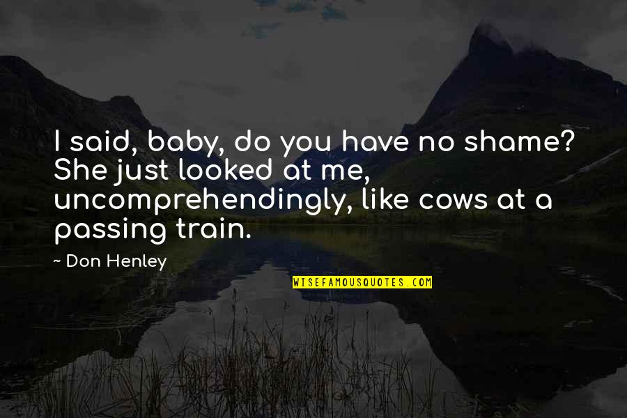 She Don't Like You Quotes By Don Henley: I said, baby, do you have no shame?