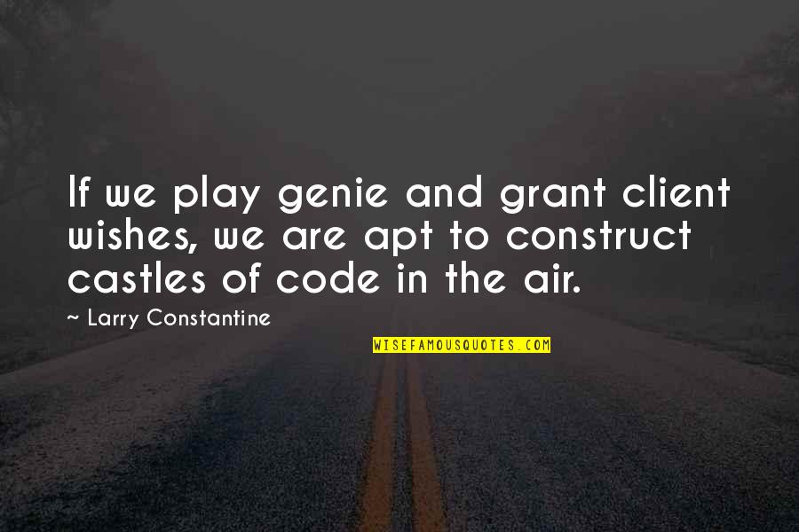 She Has Worth Quotes By Larry Constantine: If we play genie and grant client wishes,