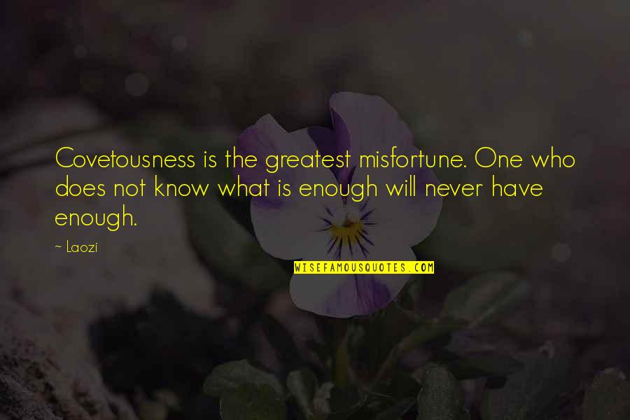 Short Cosmetology Quotes By Laozi: Covetousness is the greatest misfortune. One who does