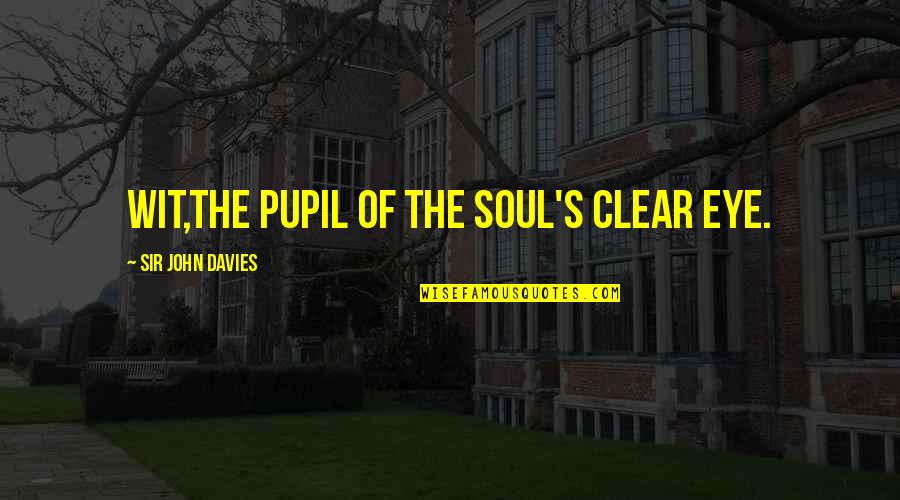 Short Explorer Quotes By Sir John Davies: Wit,the pupil of the soul's clear eye.