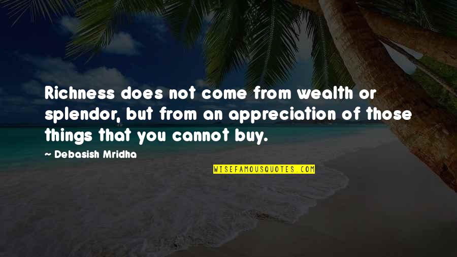 Short Straight Up Quotes By Debasish Mridha: Richness does not come from wealth or splendor,