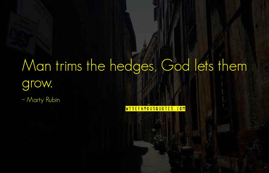 Shortboard Quotes By Marty Rubin: Man trims the hedges, God lets them grow.