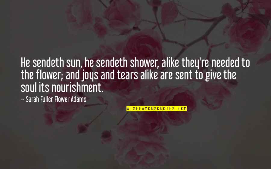 Shower Quotes By Sarah Fuller Flower Adams: He sendeth sun, he sendeth shower, alike they're